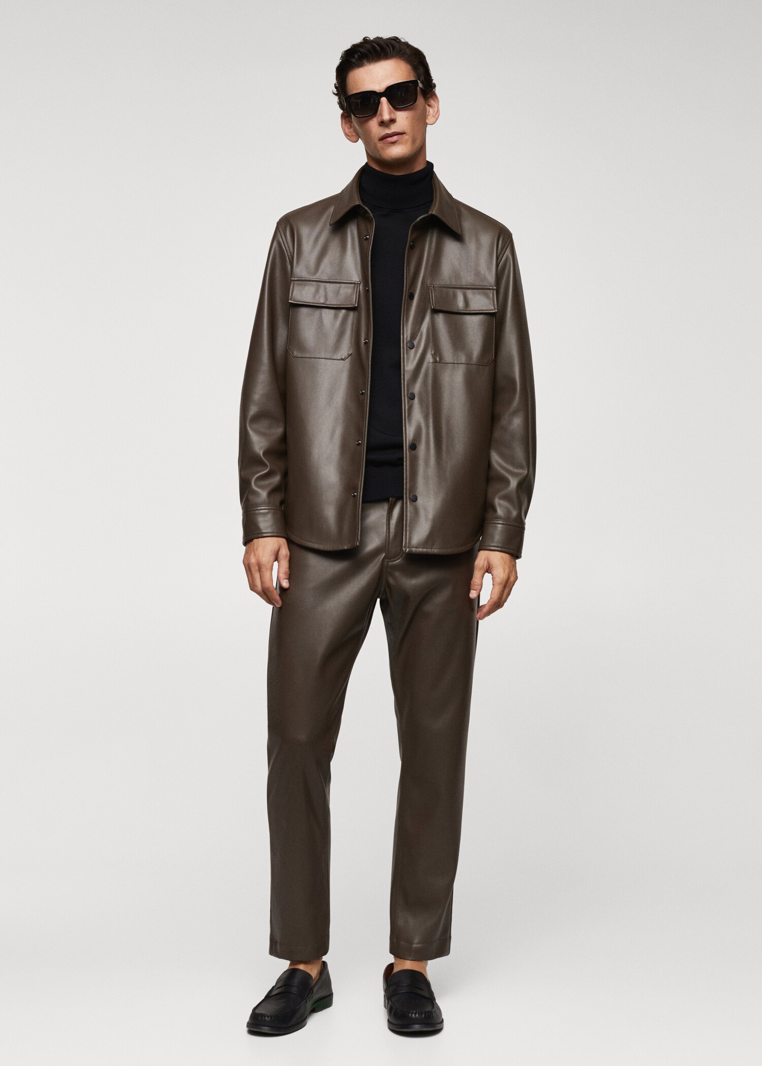 Leather effect slim fit pants - General plane