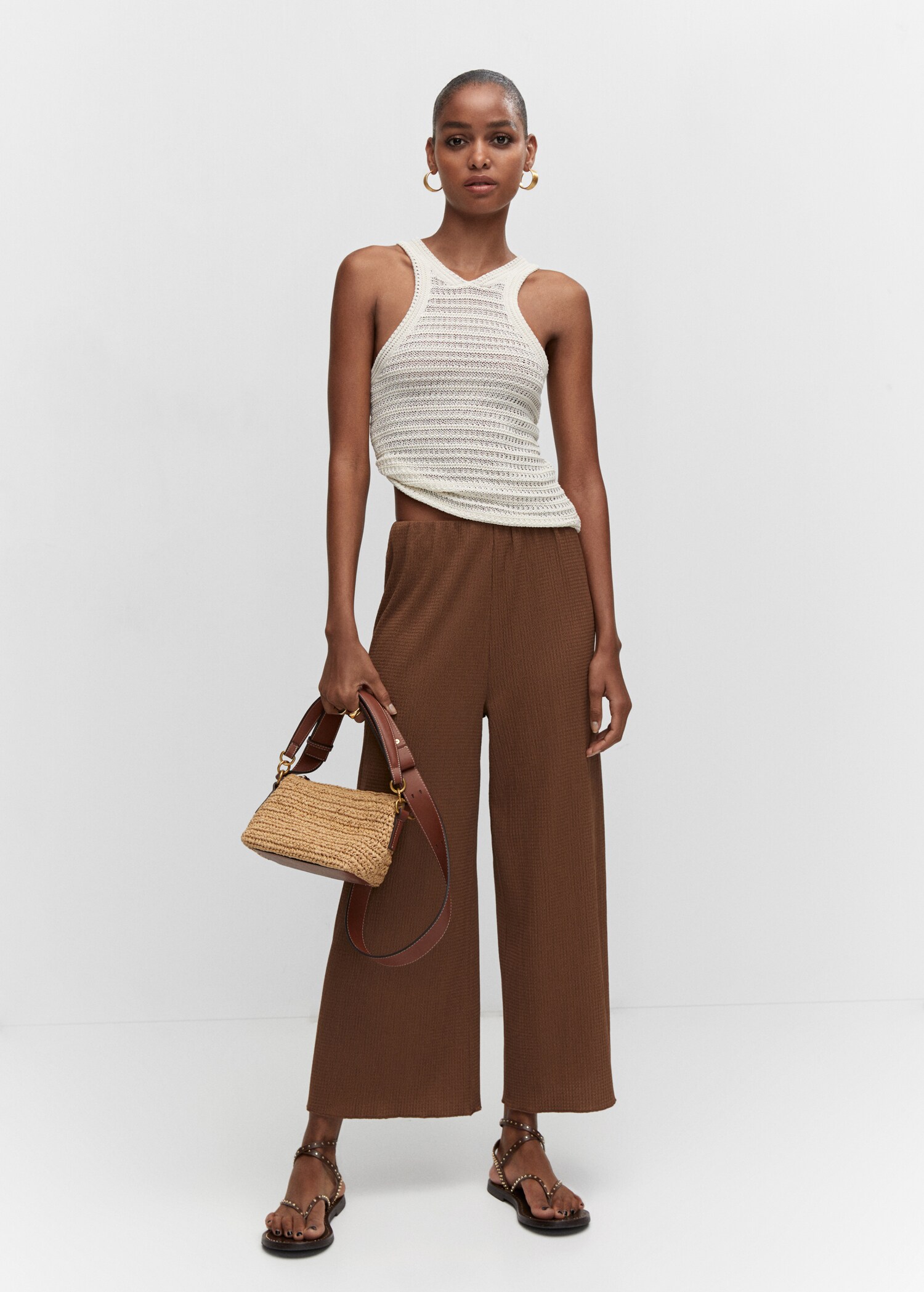Textured culotte pants - General plane