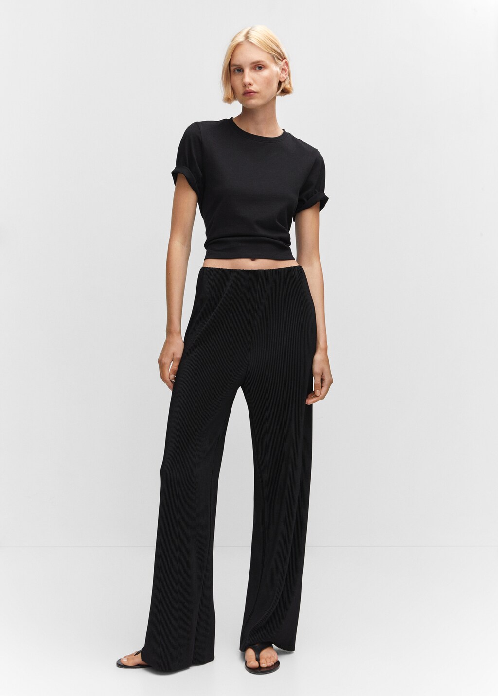 Pantalon noir femme mango deals