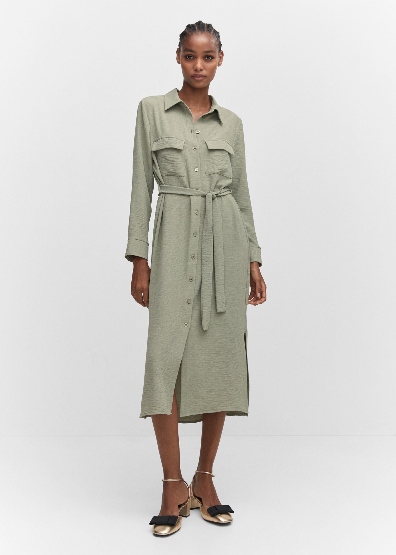 Vestido camisero lazo - Plano general