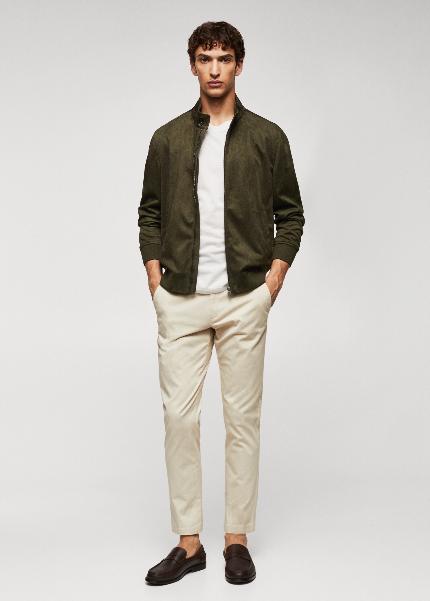 Suede-effect bomber jacket - General plane
