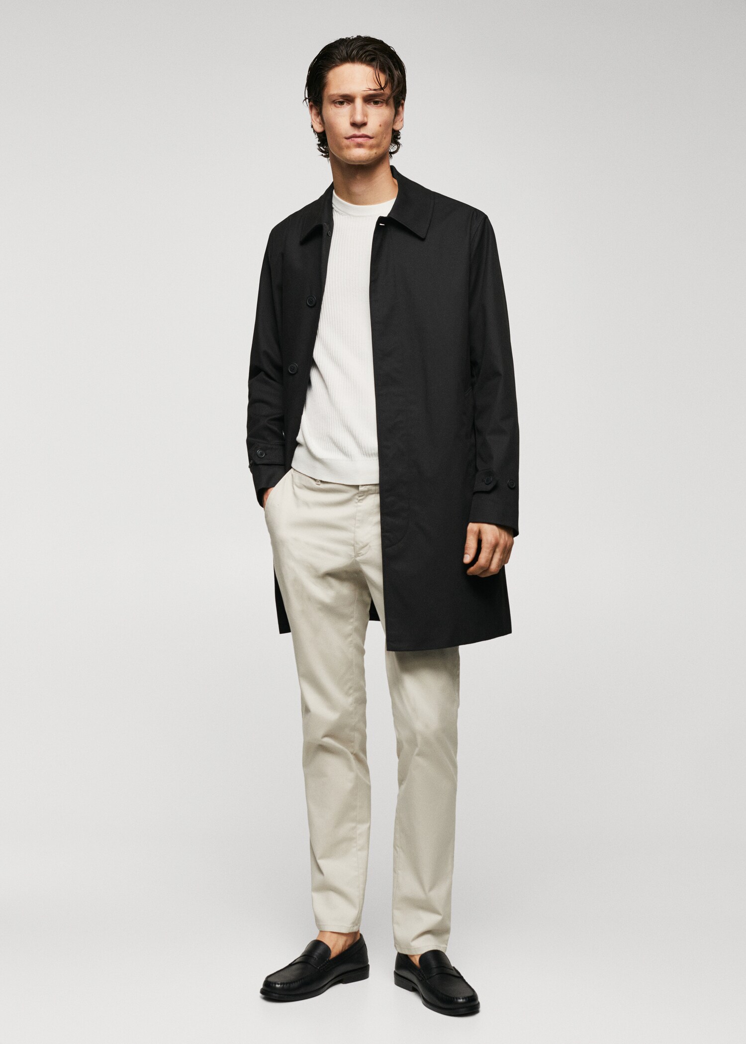 Water-repellent cotton trench coat - General plane