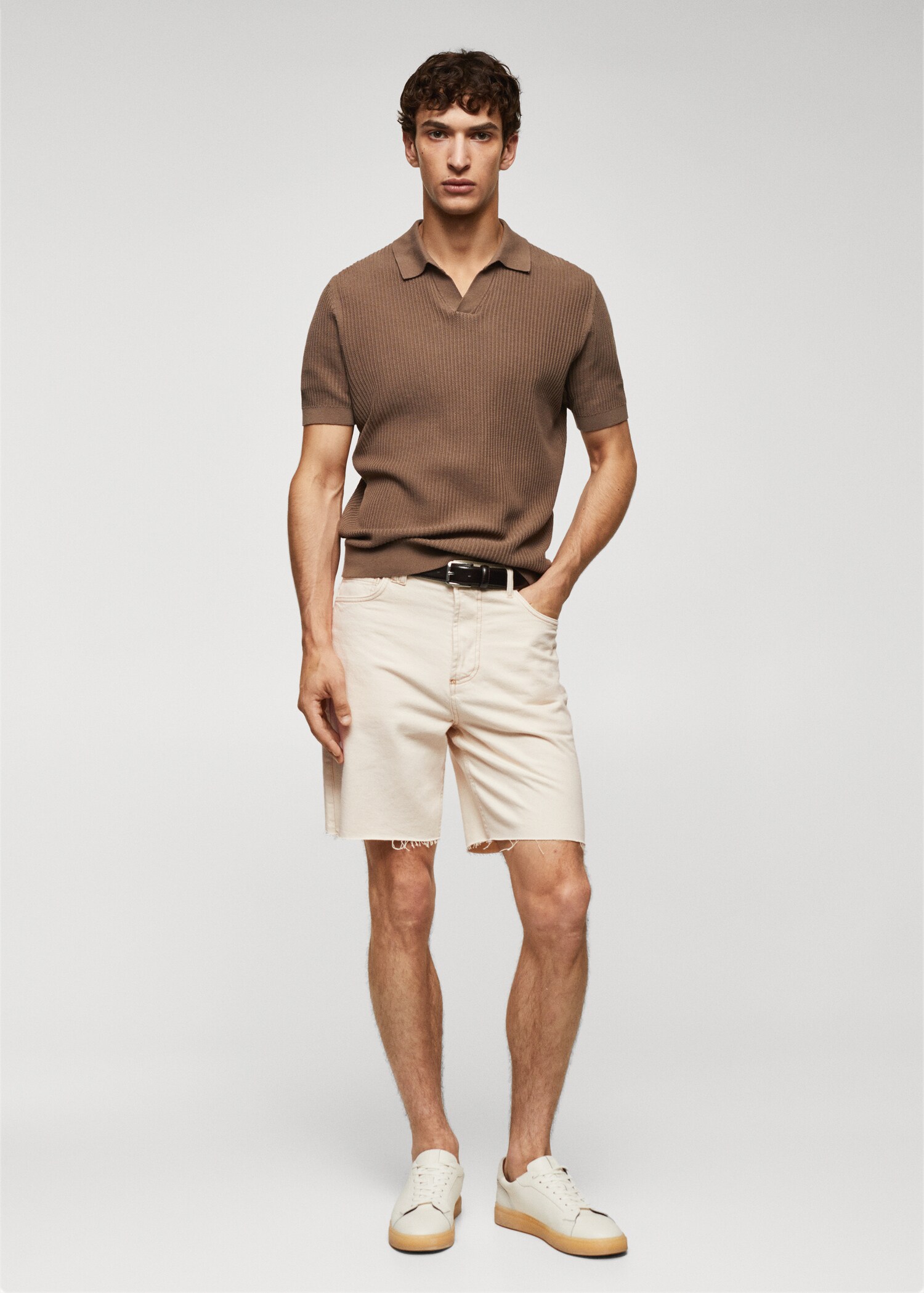Regular-fit denim bermuda shorts - General plane