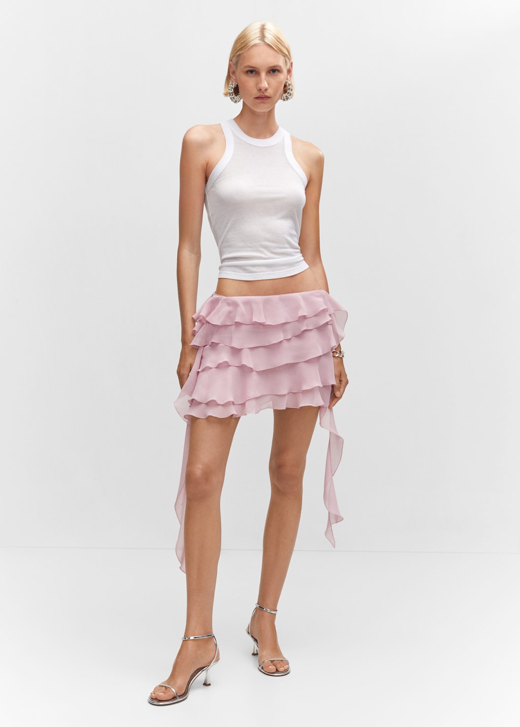 Ruffled chiffon skirt - Women | MANGO Taiwan area