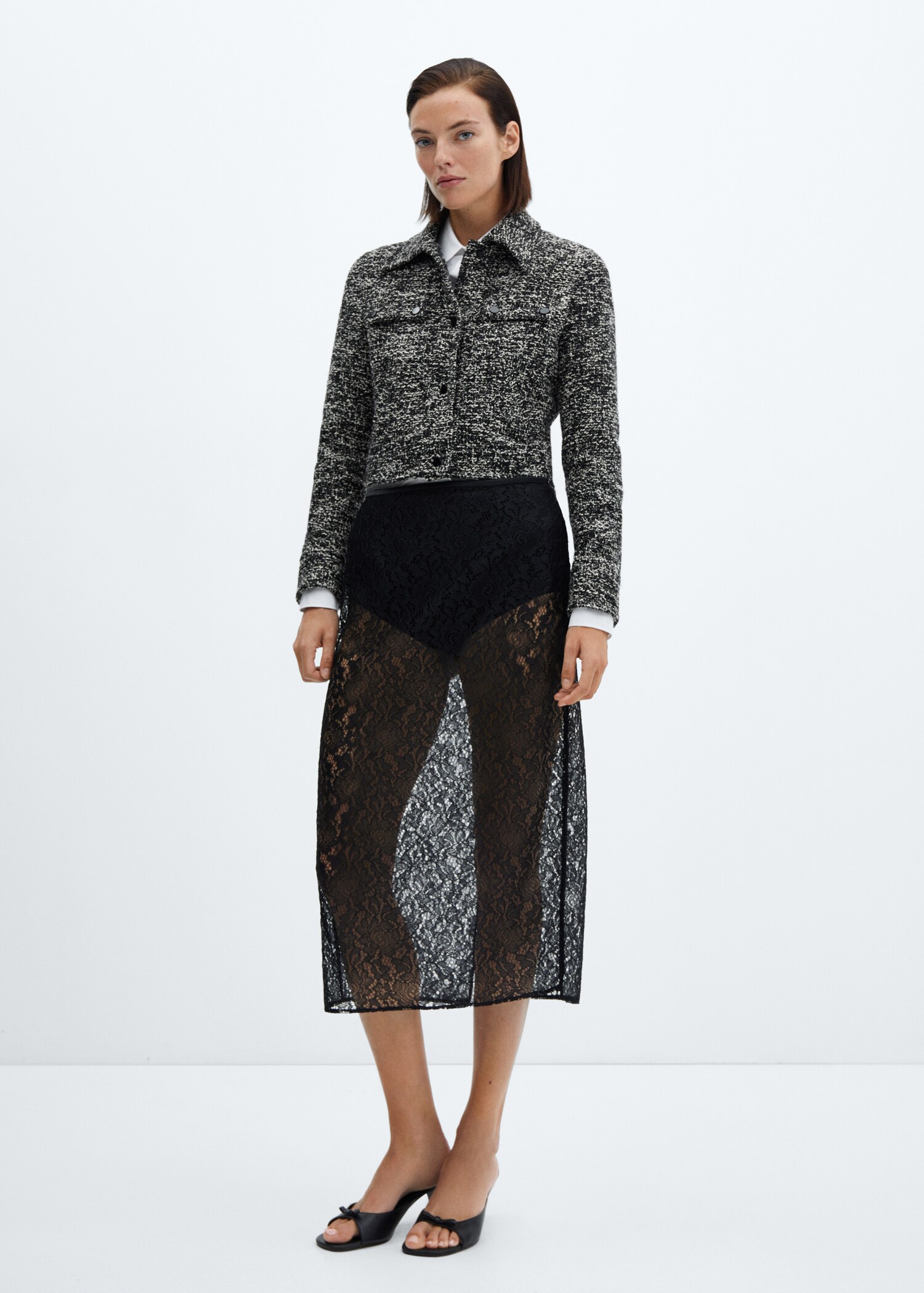 Veste tweed col chemise - Plan général