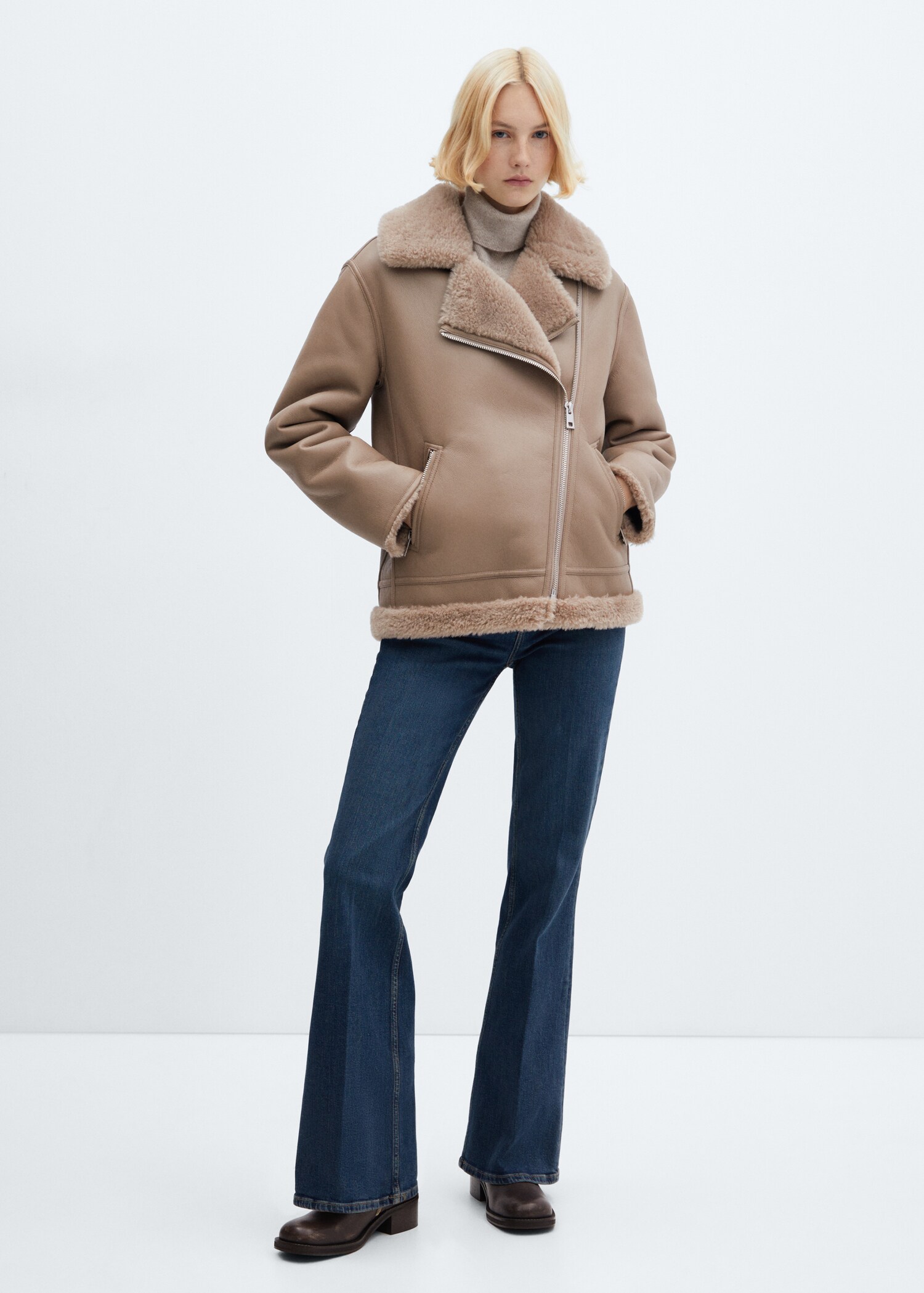 Faux shearling-lined jacket - General plane