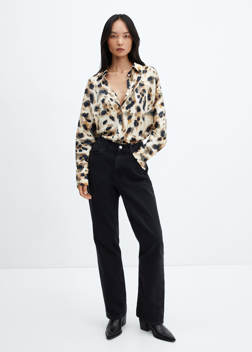 Leopard print satin blouse hotsell