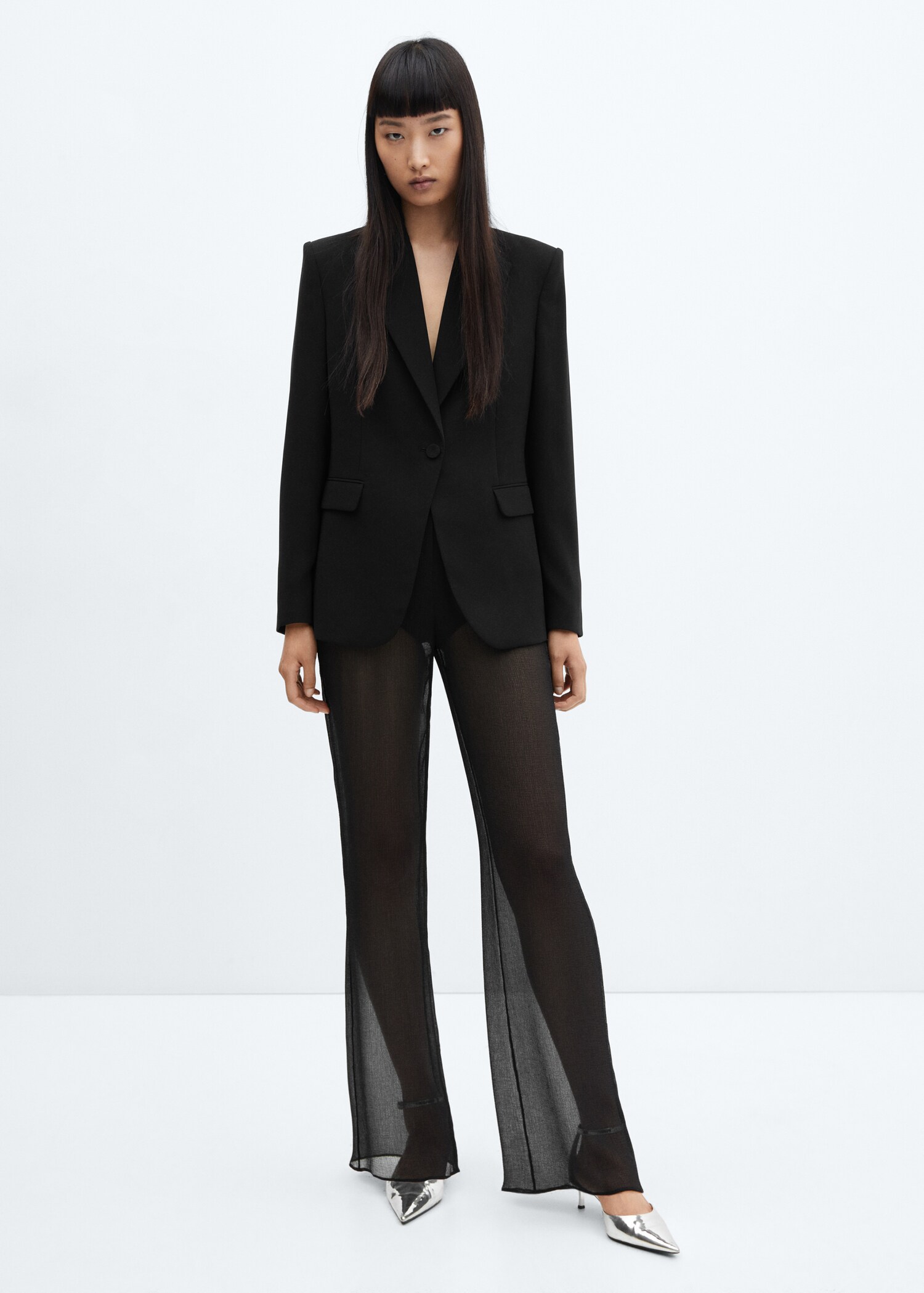Pantalones wideleg semitransparentes - Plano general