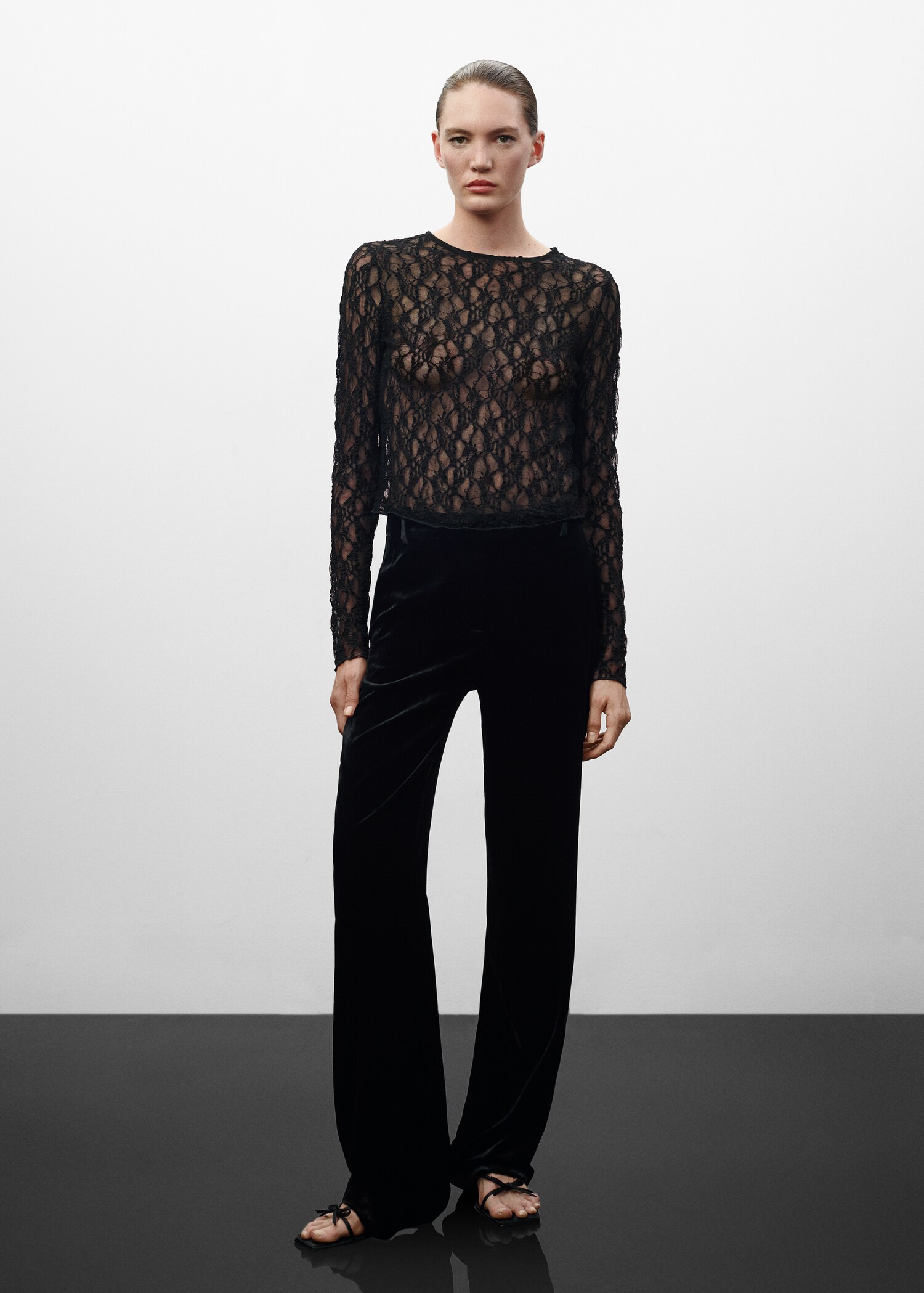 Velvet wideleg trousers - General plane