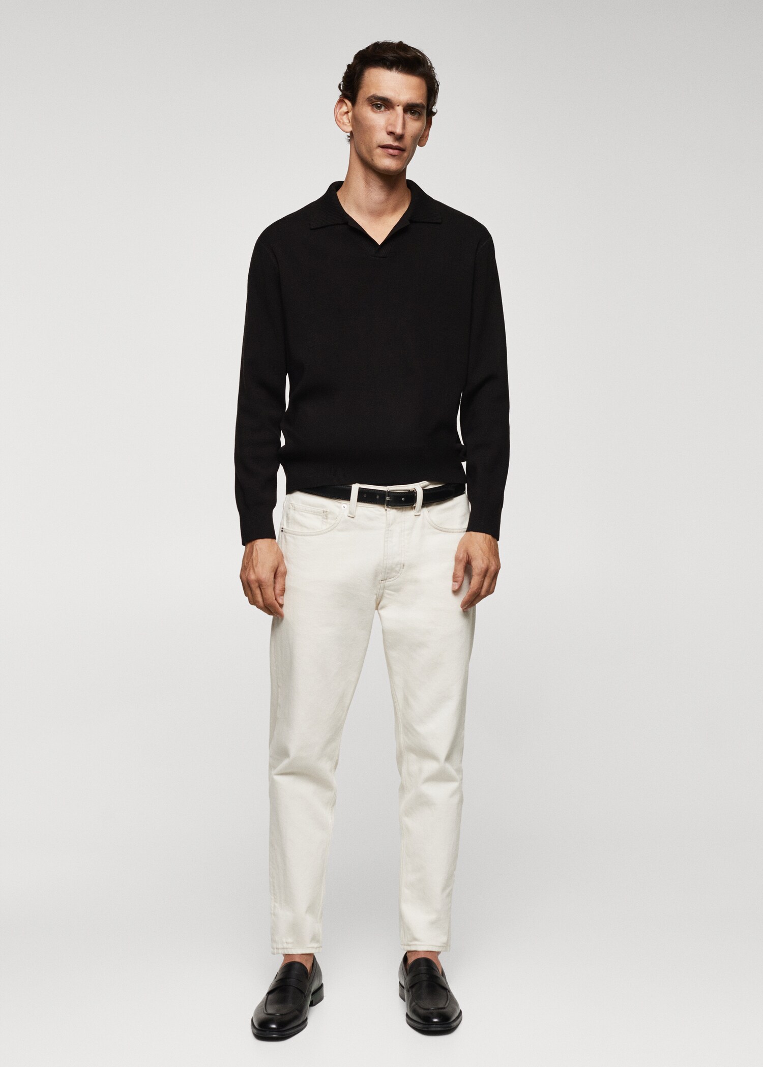 Polo collar wool sweater - General plane