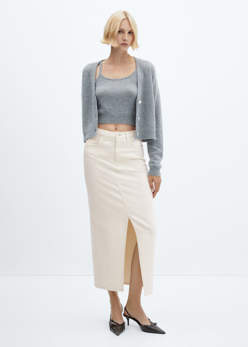 Slit denim skirt - image 2