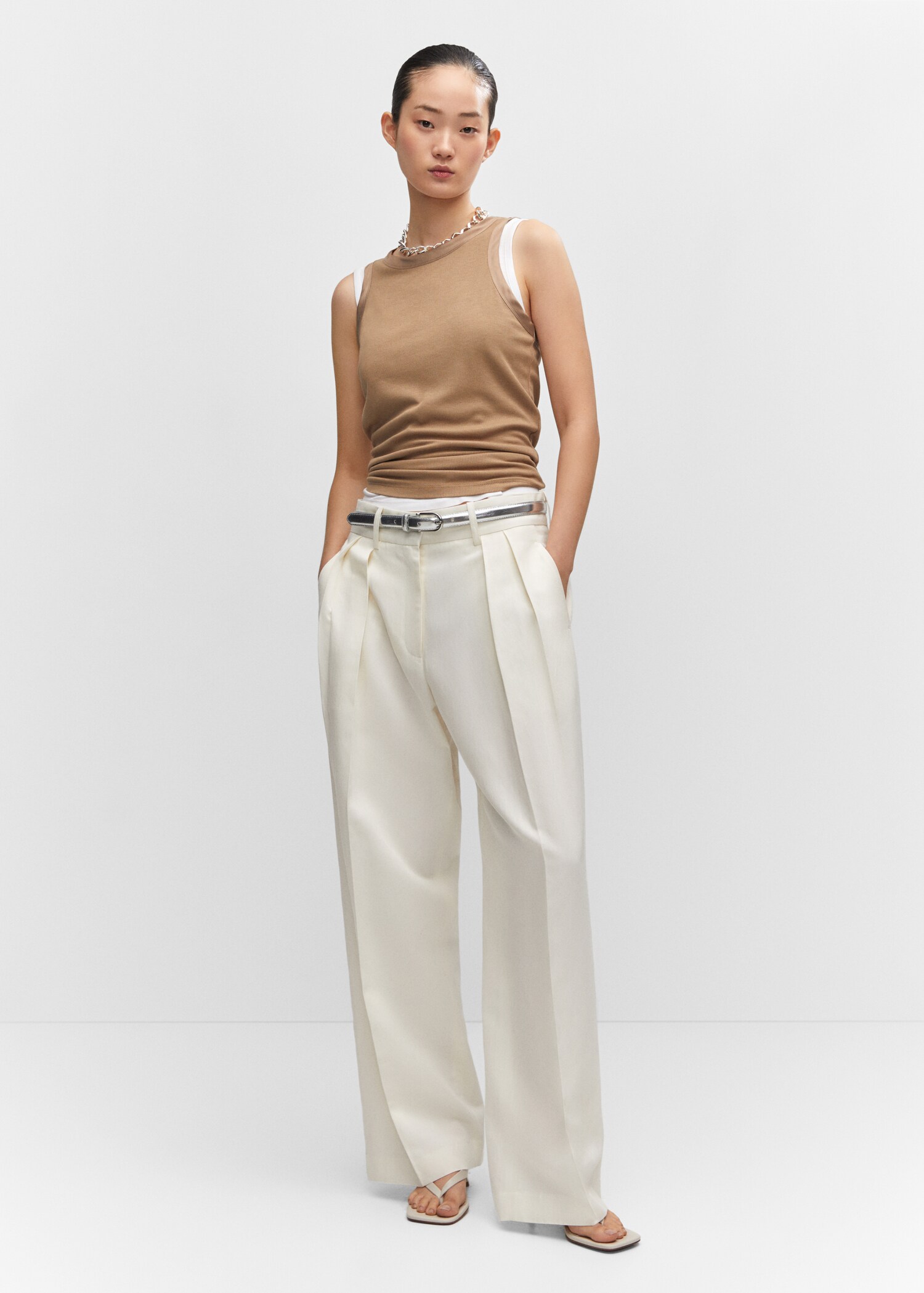 Wideleg pleated trousers - General plane