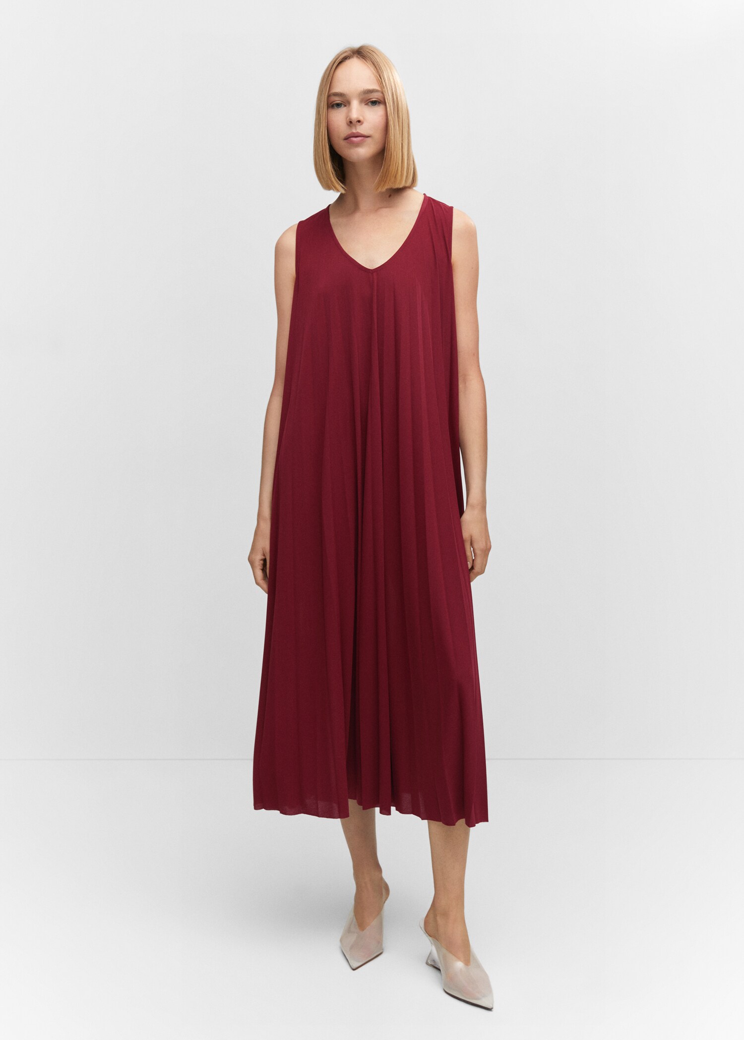 Vestido midi plisado - Plano general