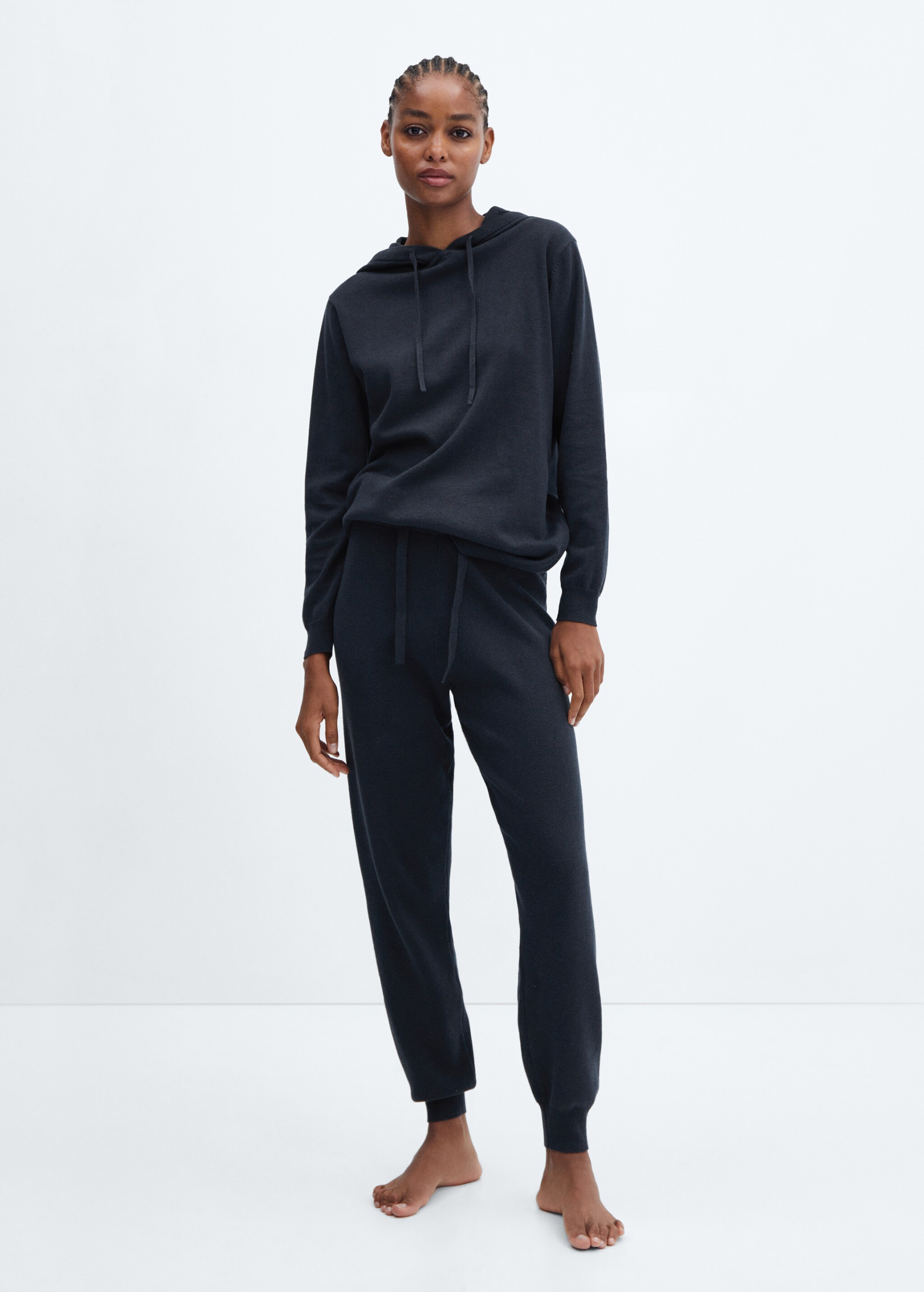 Cotton and linen jogger pyjama trousers - General plane