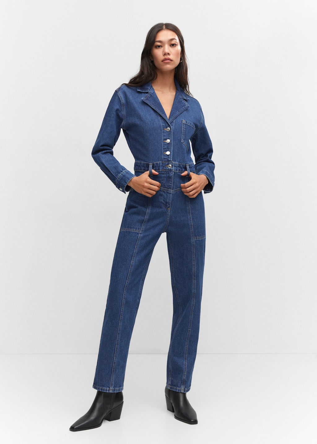 Denim jumpsuit with flaps Women MANGO China