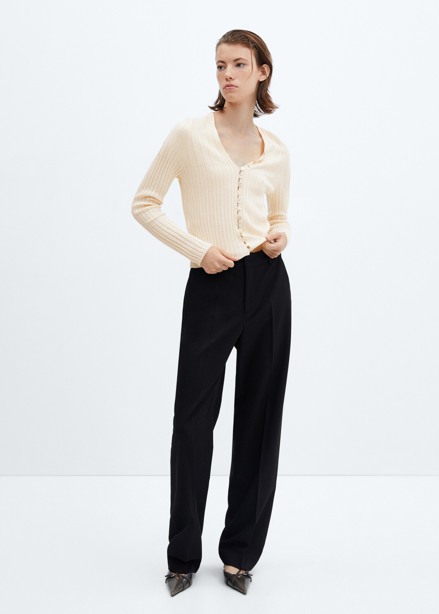 Cardigan côtelé boutons - Plan général