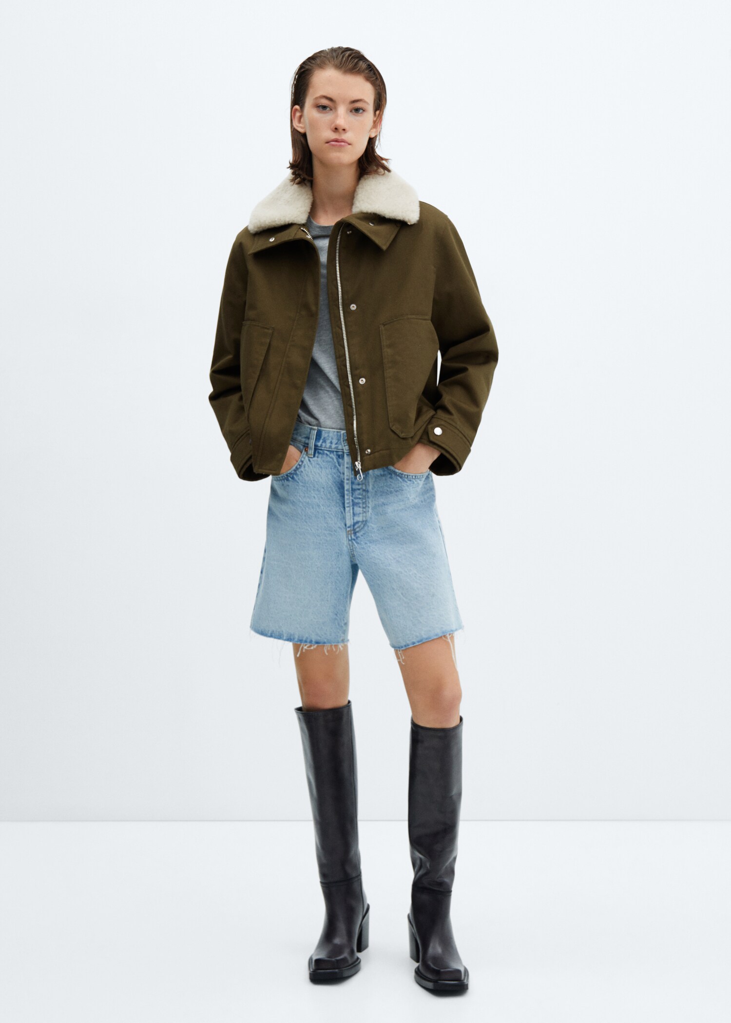 Parka col imitation fourrure amovible - Plan général