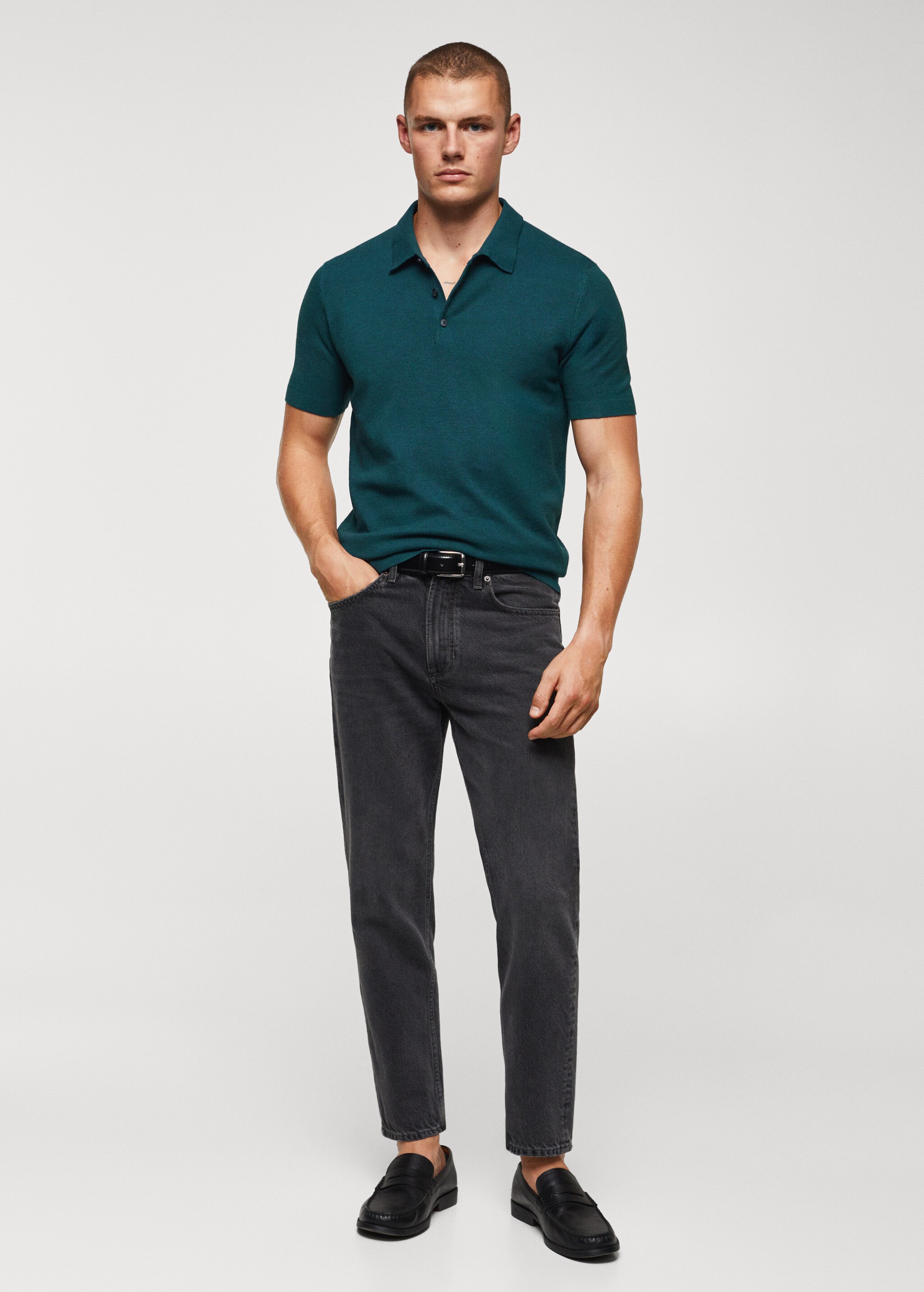 Structured knit cotton polo - General plane