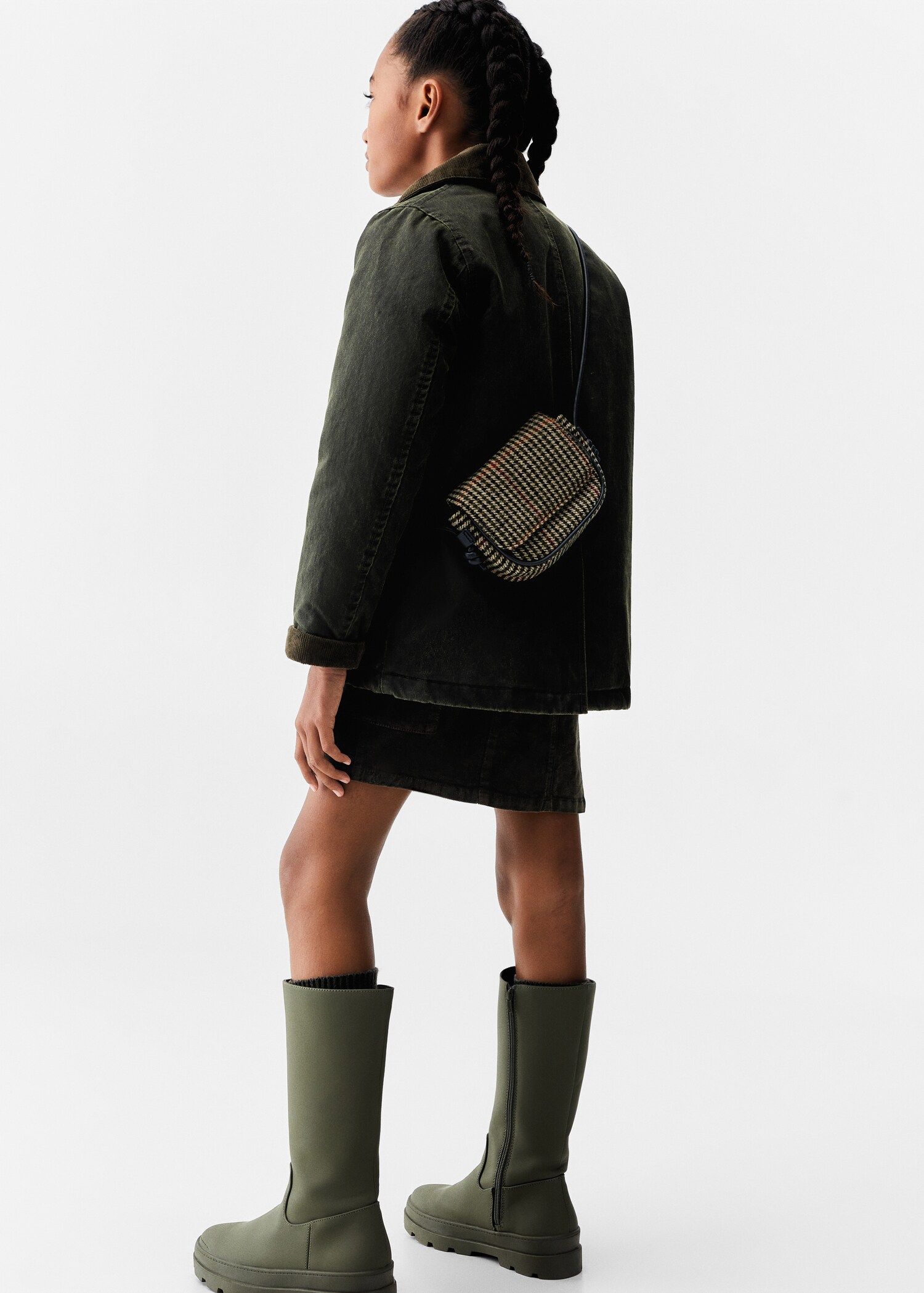 Houndstooth pattern contrast bag - General plane