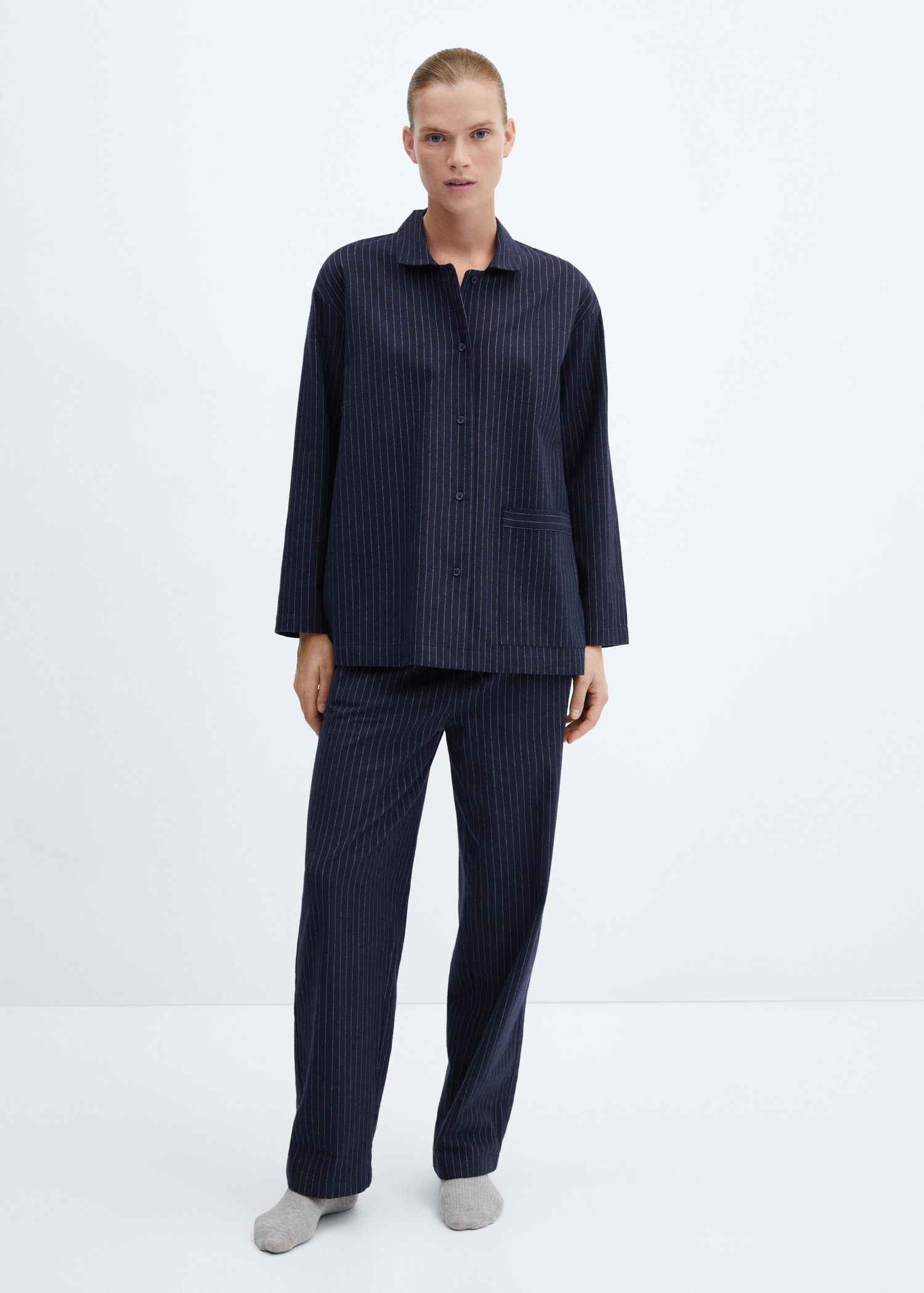 Camisa pijama rayas Mujer MANGO Paraguay1