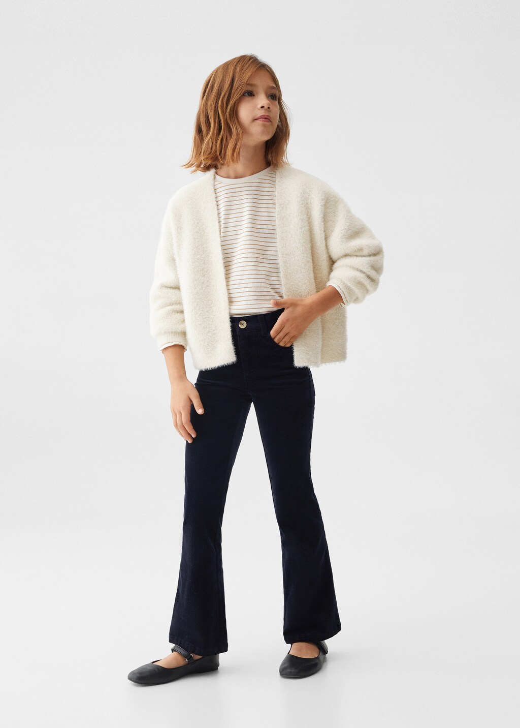 Fur-effect textured cardigan - Kids | MANGO Kosovo