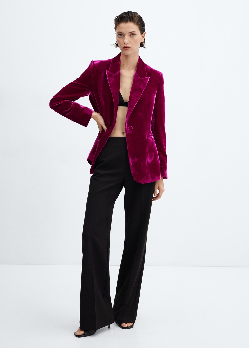 Velvet structured blazer Women MANGO Georgia