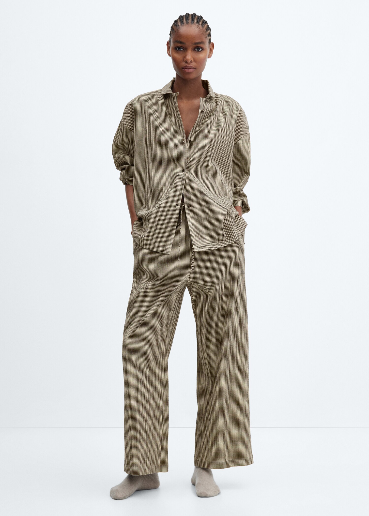 Gingham-check cotton pyjamas - General plane