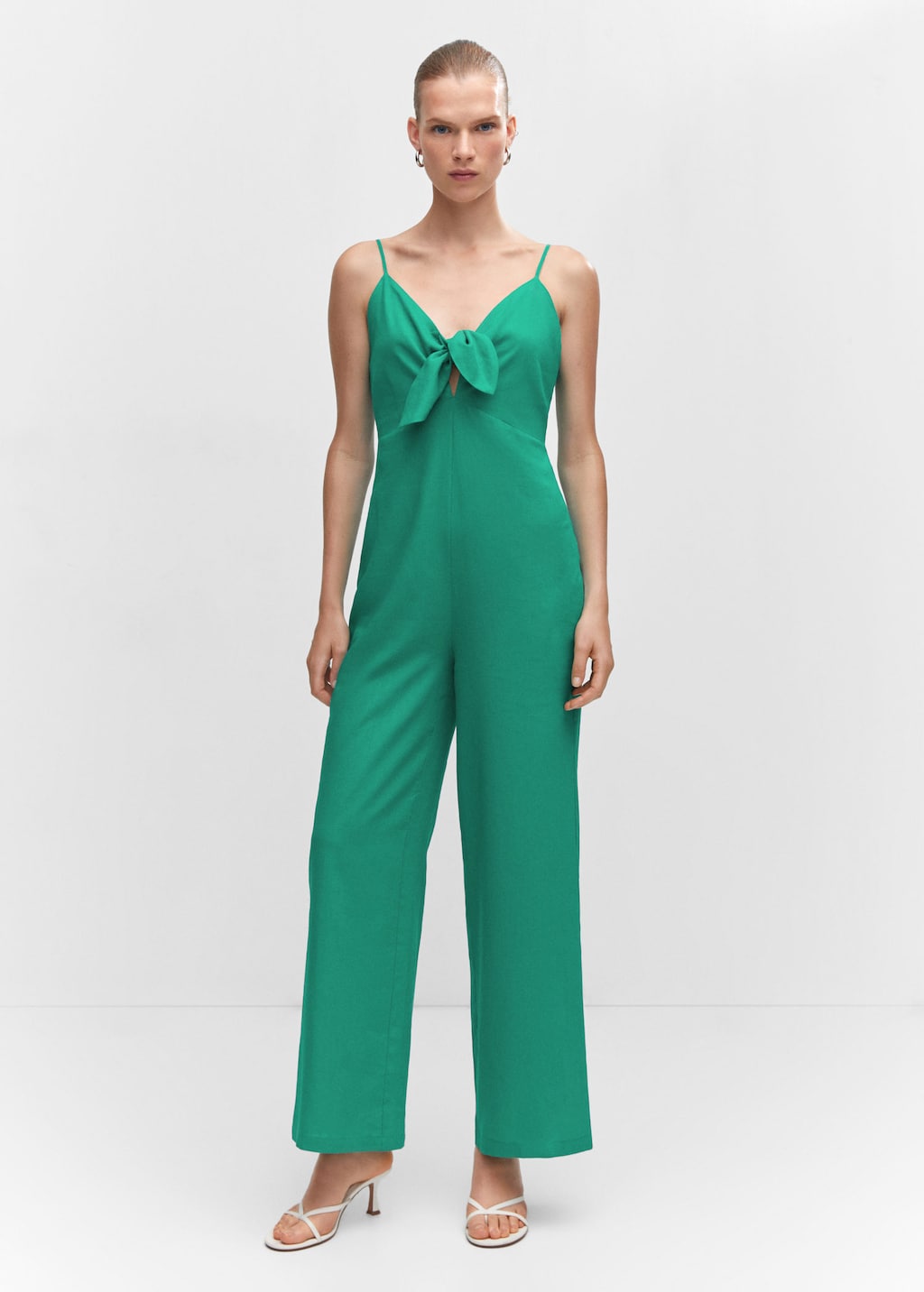 Bow linen jumpsuit