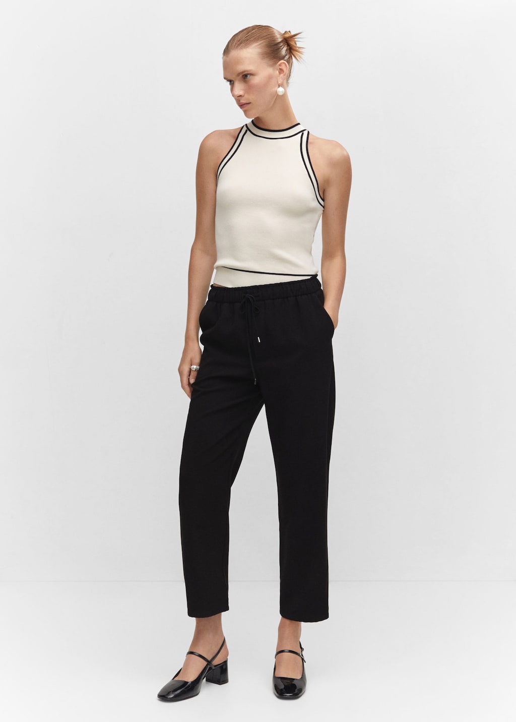 Pantalon droit fluide n ud MANGO