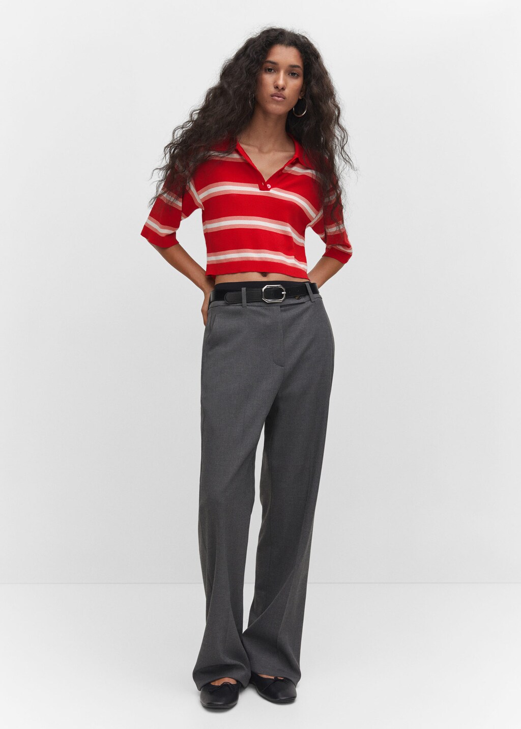 Striped polo style sweater MANGO