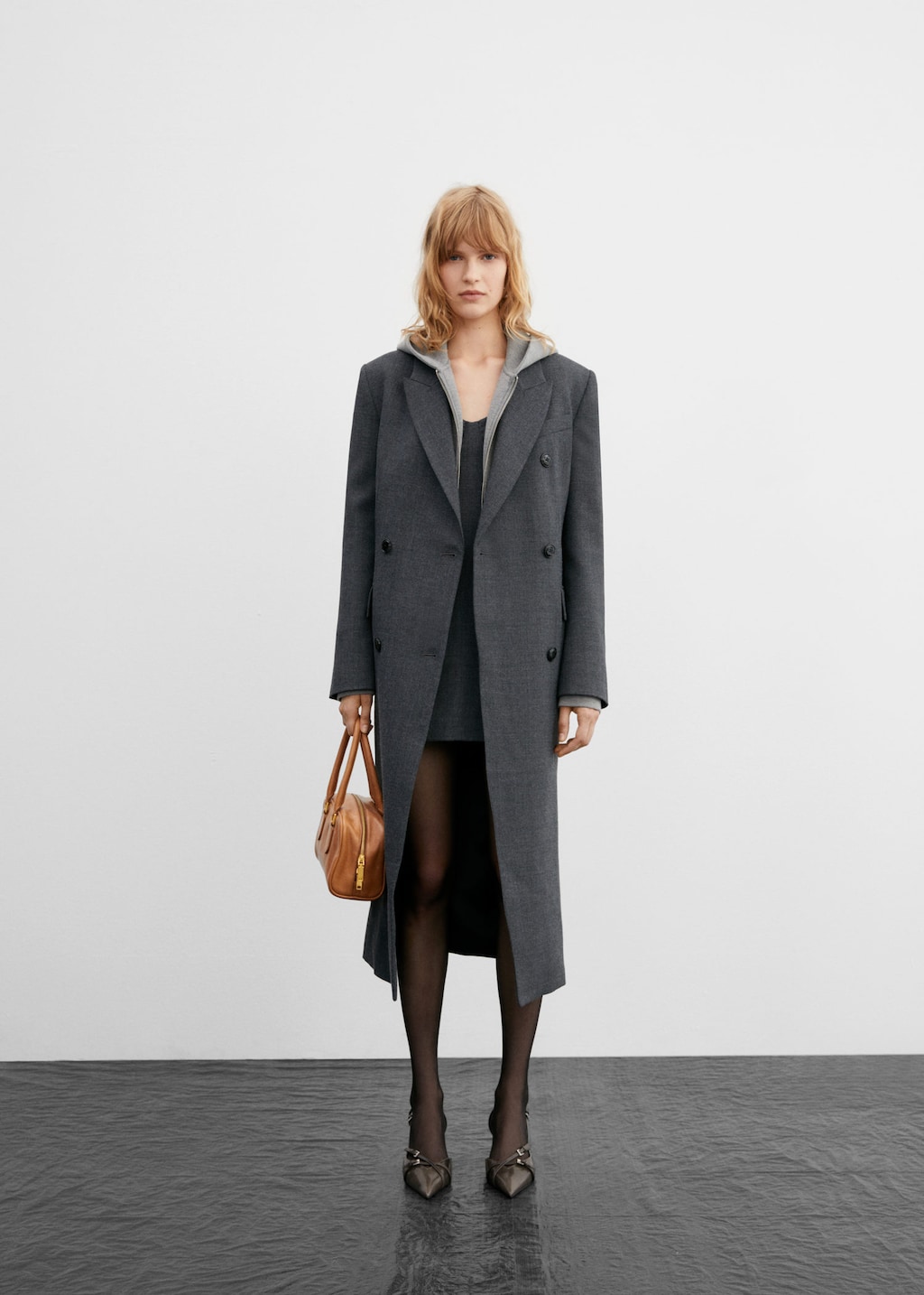 Double-breasted wool coat