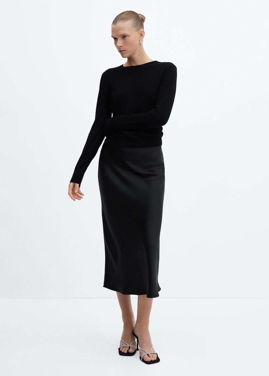Mango midi satin best sale skirt