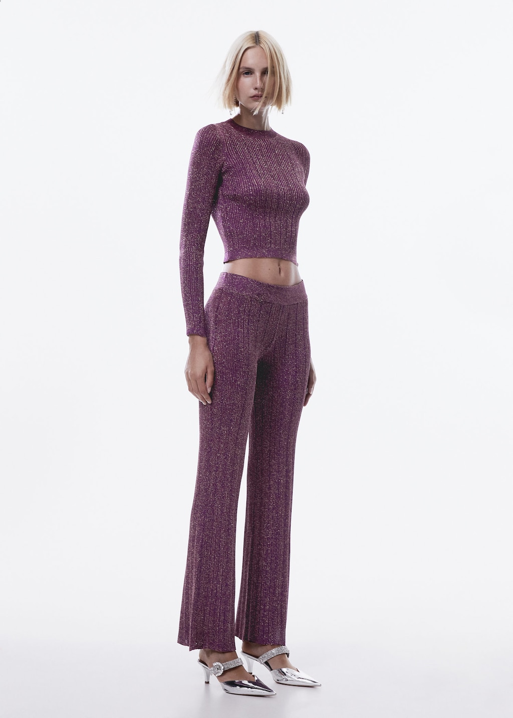 Lurex flare best sale pants