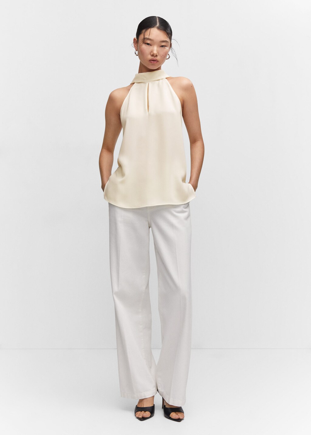 Halter top with slit detail