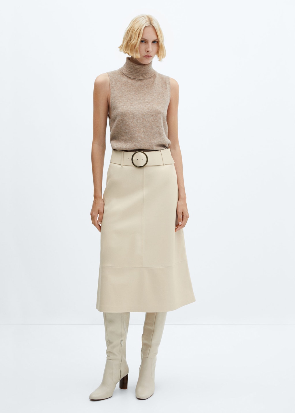 Mango a line 2025 midi faux leather skirt