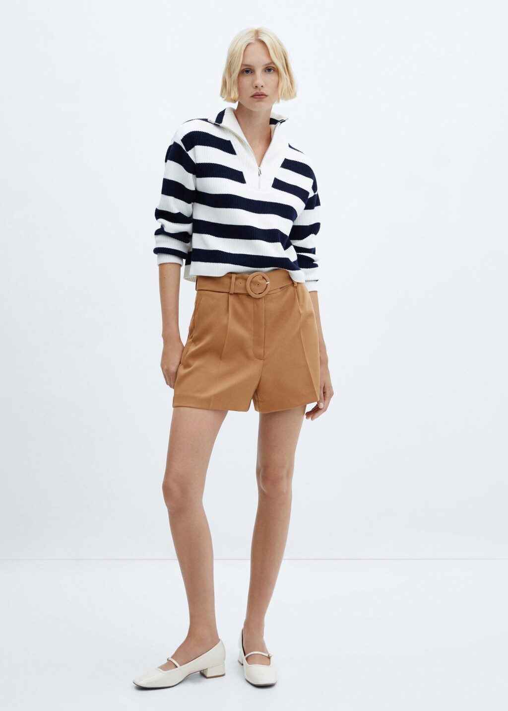 Beige paper shop bag shorts