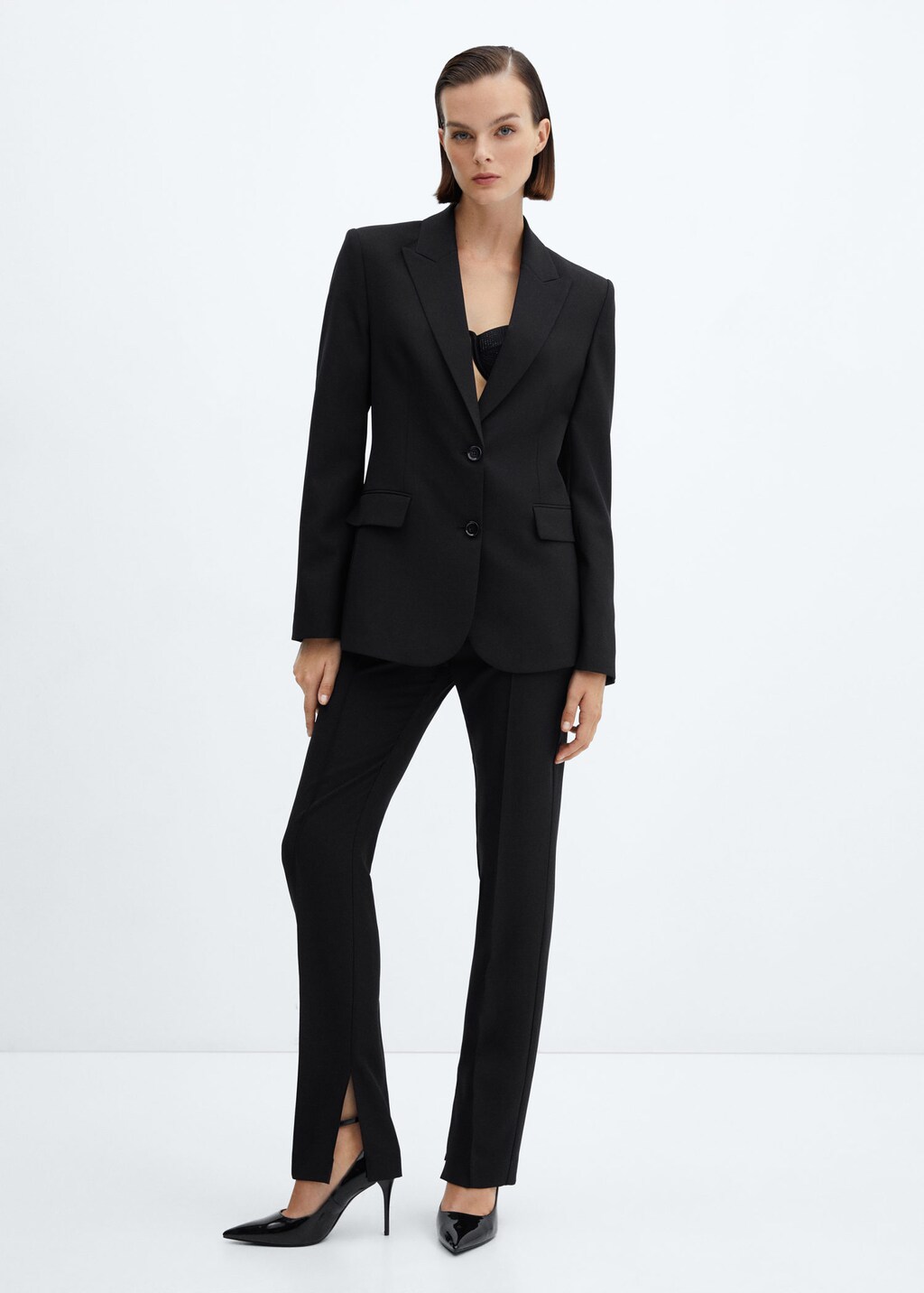 Side slit suit trousers