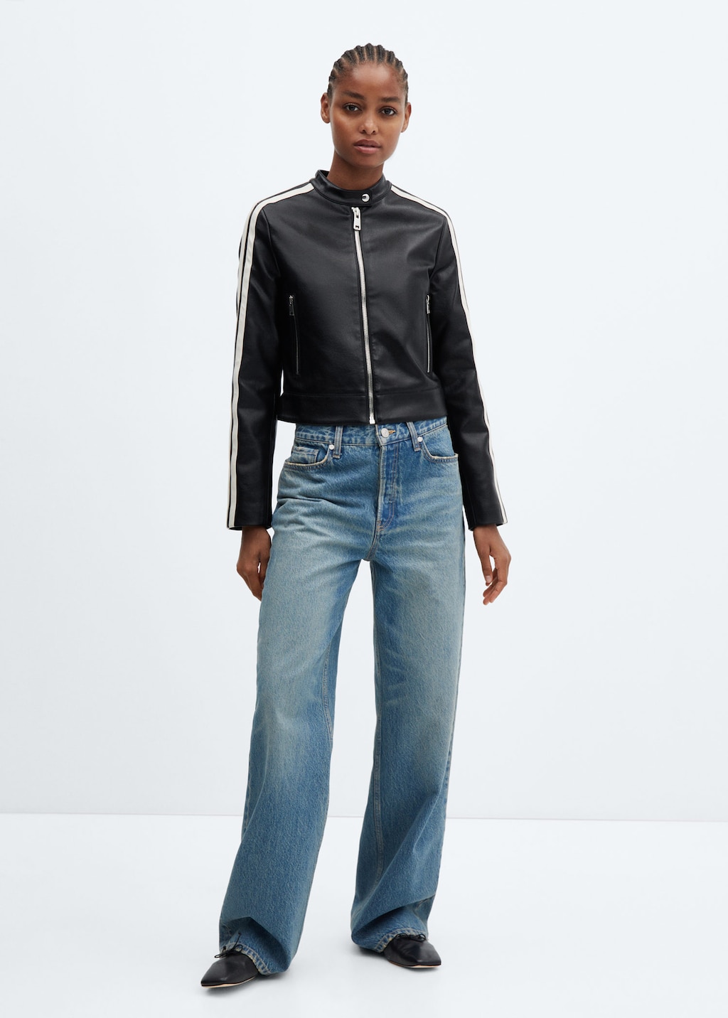Mango women's leather biker cheap jacket