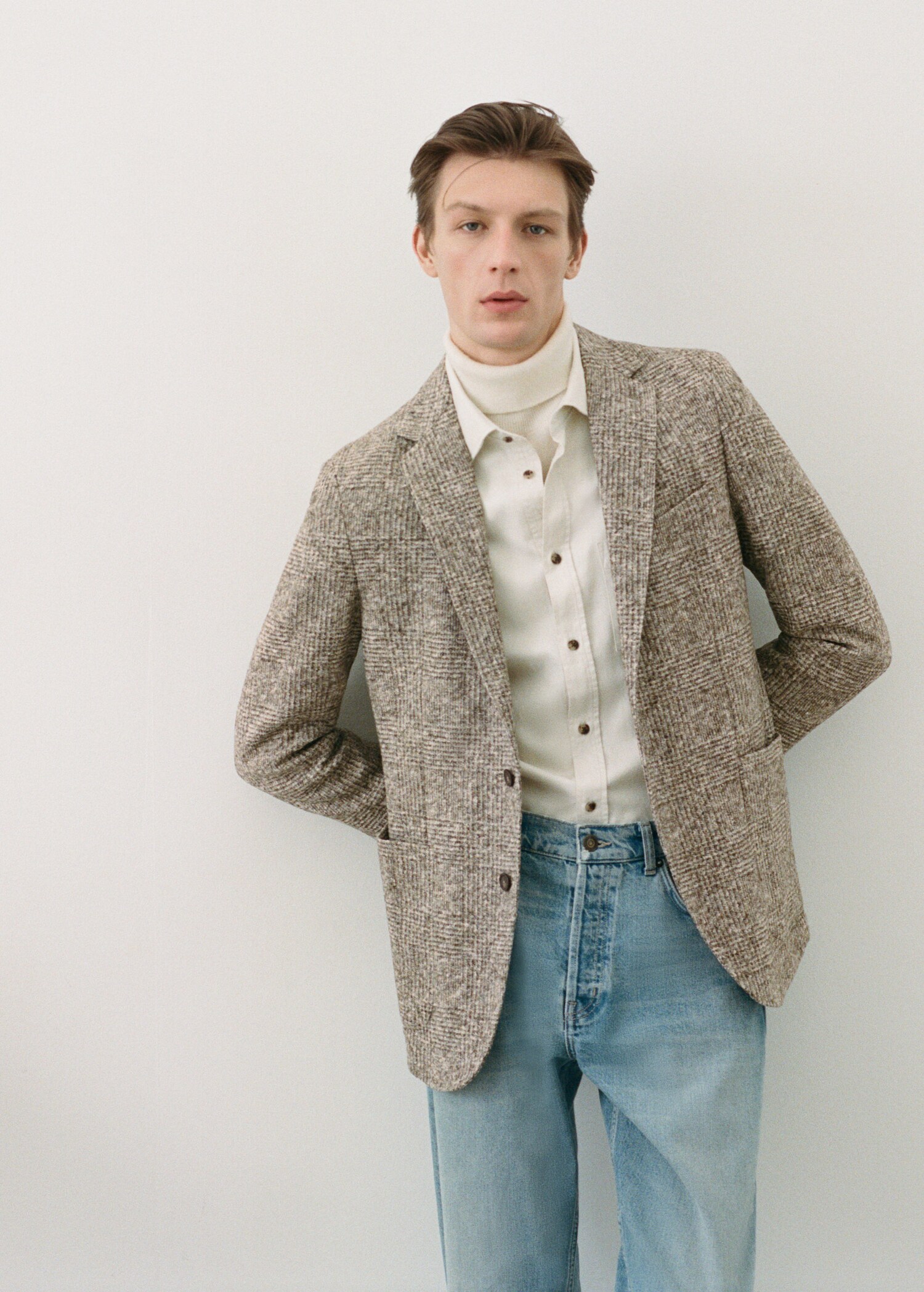 Prince of Wales virgin wool blazer - Man | MANGO Lithuania 