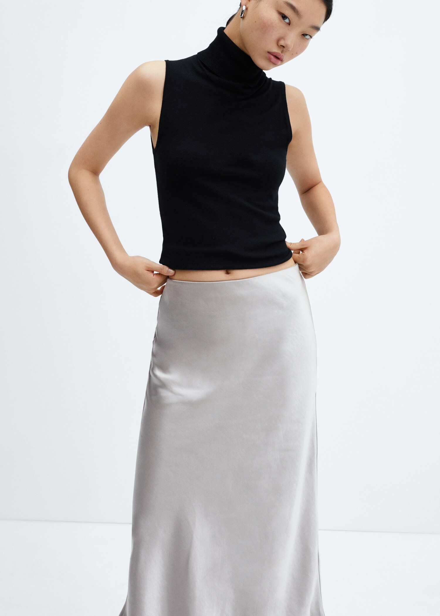 Midi satin skirt - Details of the article 3