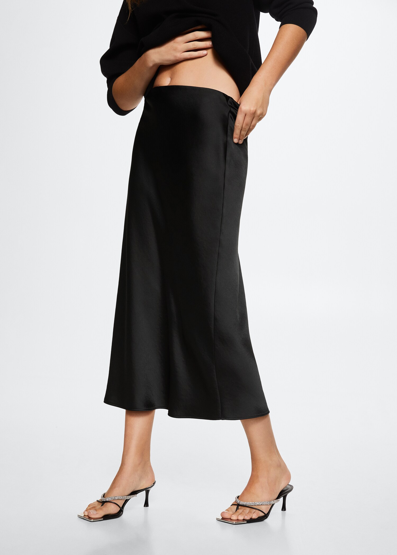 Midi satin skirt - Medium plane