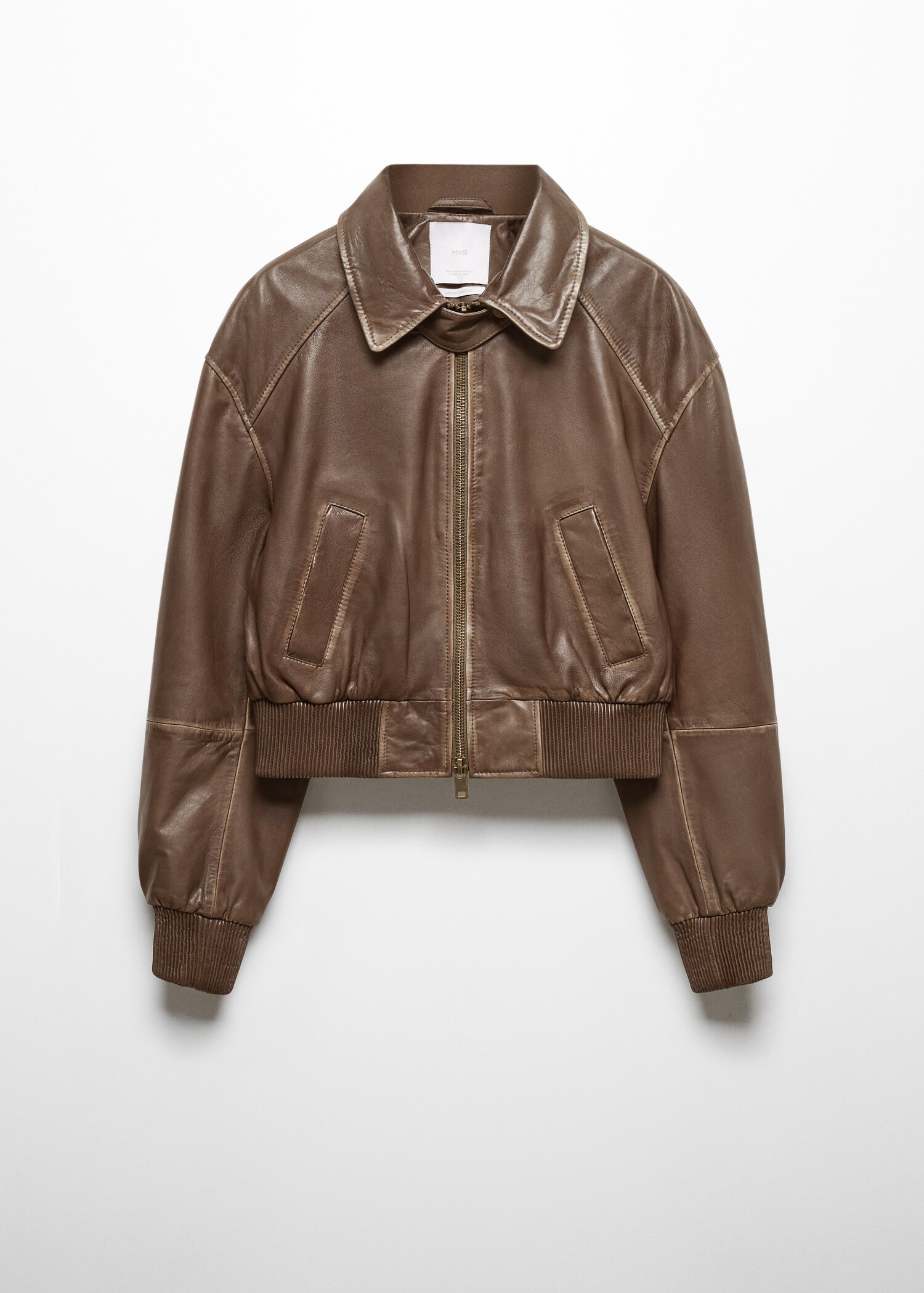 Leather bomber jacket with shearling collar - Details of the article 0
