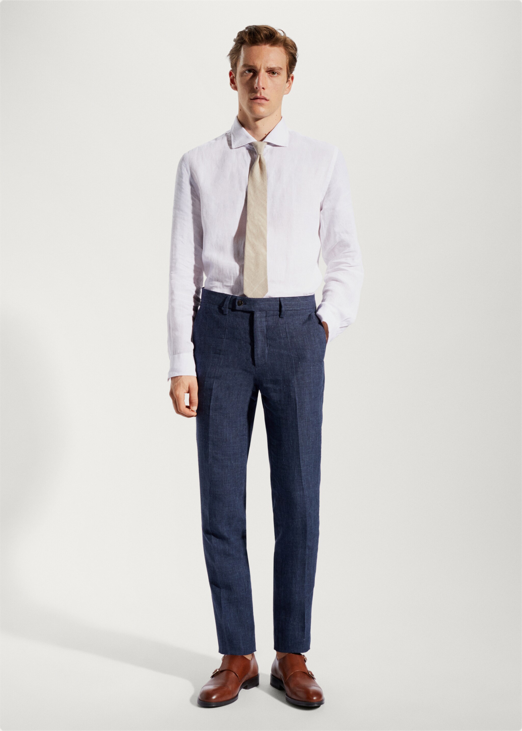 Pantalón traje 100% lino - Plano general