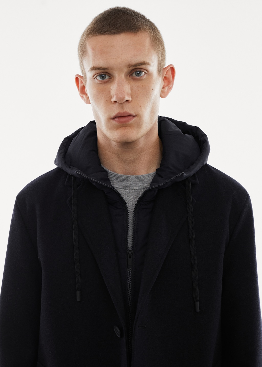 Detachable hood wool coat