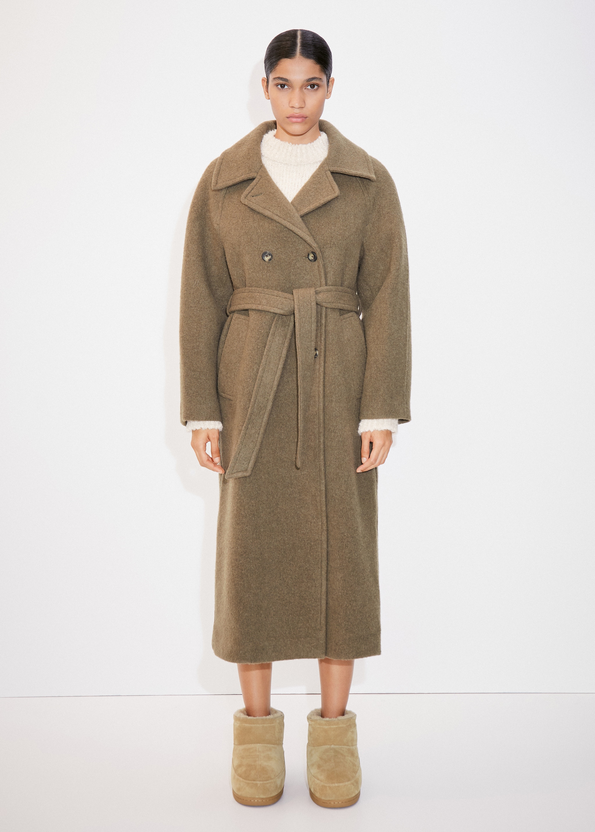Double-breasted Manteco wool coat - General plane
