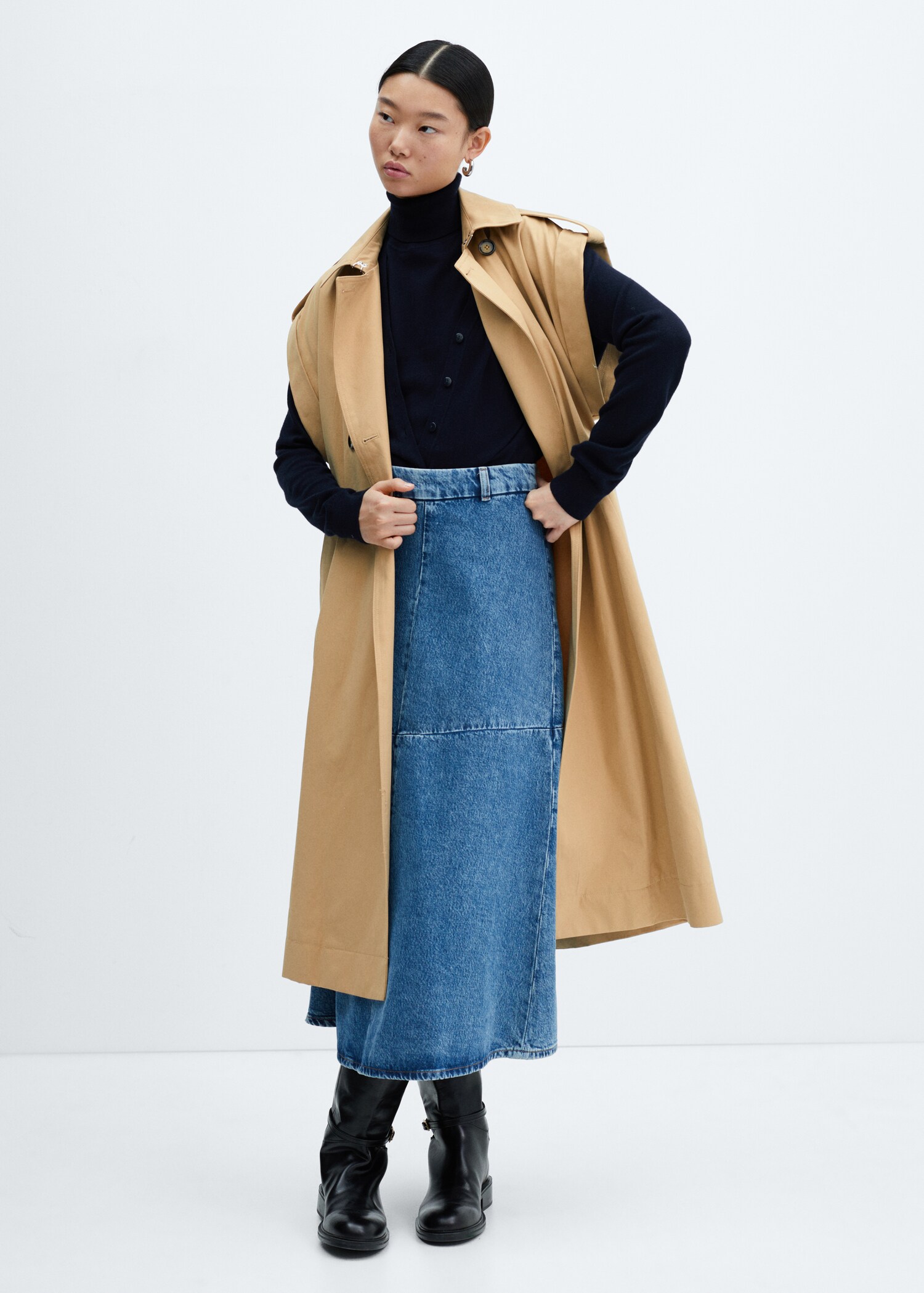 Sleeveless button-down trench coat - General plane