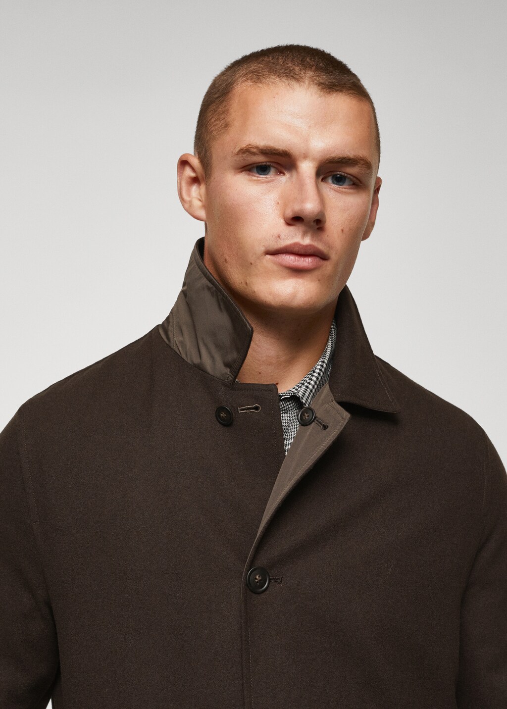 Reversible recycled wool trench coat