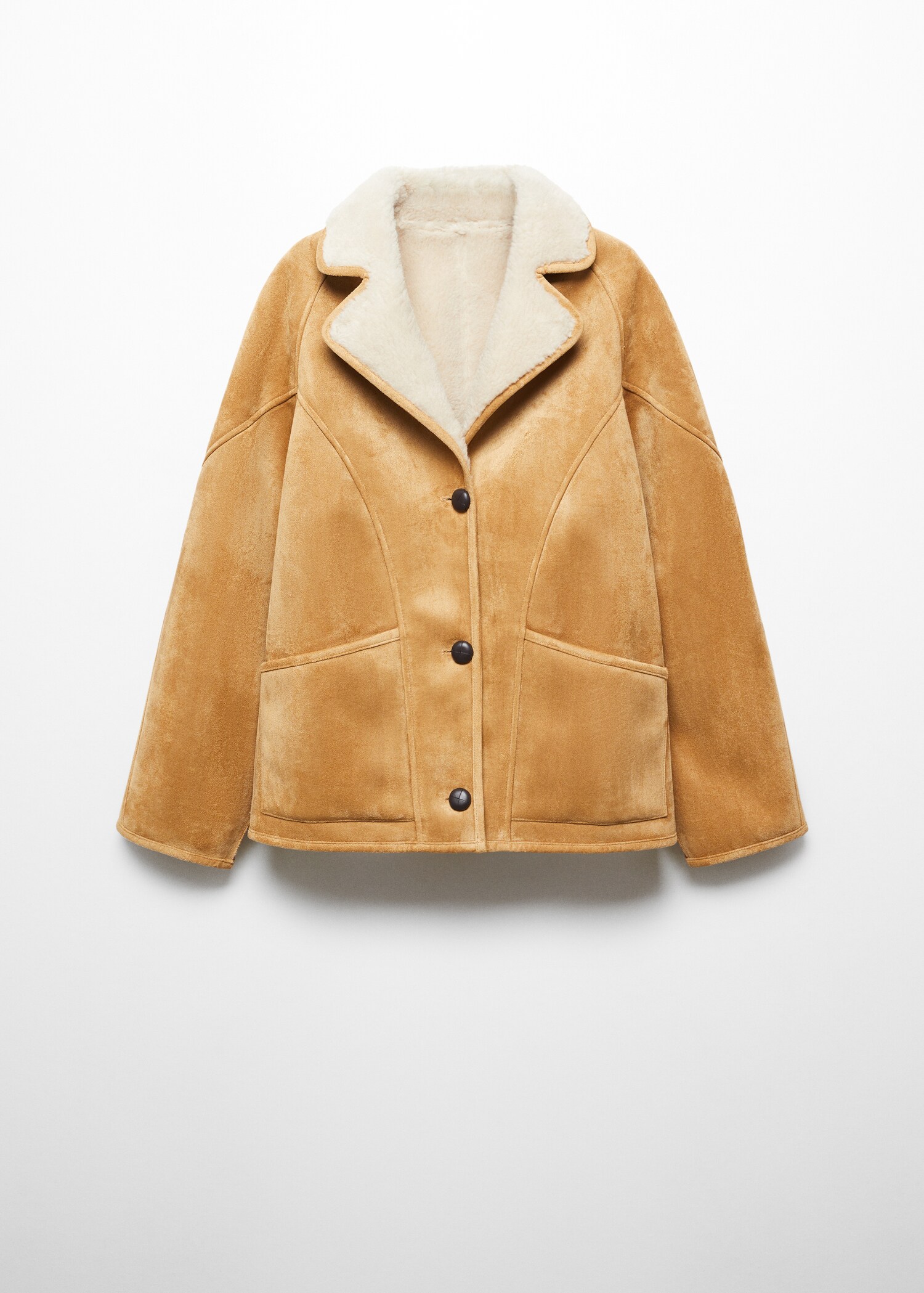 Shearling-lined coat with buttons - Woman | MANGO Montenegro