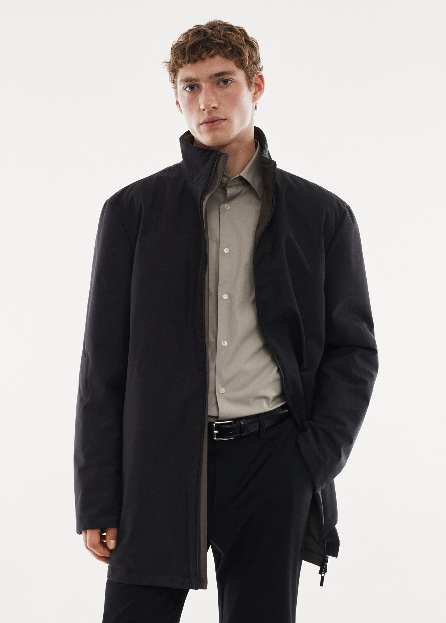 Reversible water-repellent quilted parka - Medium plane