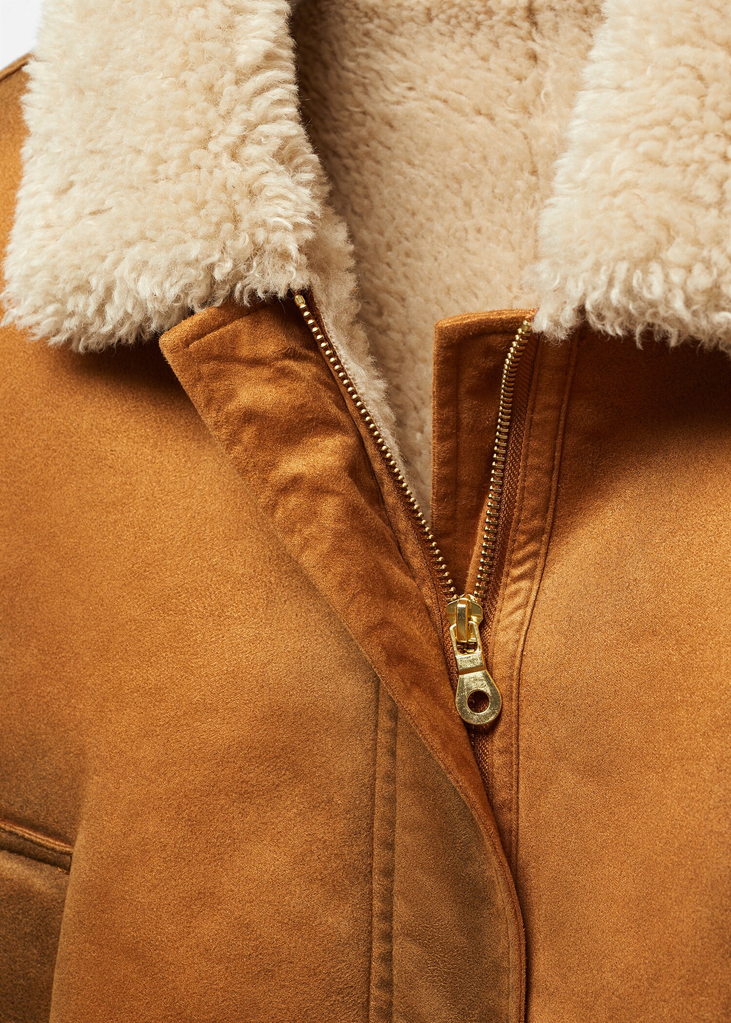 Worn-effect shearling jacket - Details of the article 0